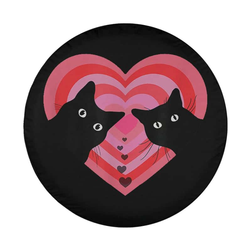 Load image into Gallery viewer, Cat Couple Retro Vintage Funny Black Cat Valentine Day Spare Tire Cover Thickening Leather Universal
