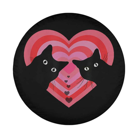 Cat Couple Retro Vintage Funny Black Cat Valentine Day Spare Tire Cover Thickening Leather Universal