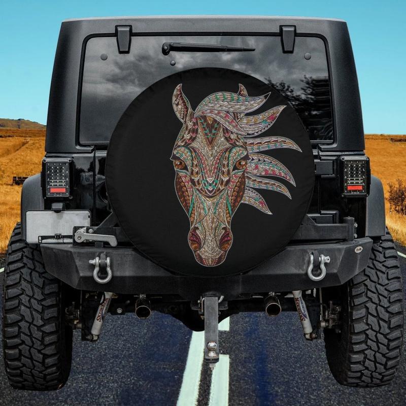 Load image into Gallery viewer, Horse Tribal Abstract Art Native American Geometric Spare Tire Cover Thickening Leather Universal
