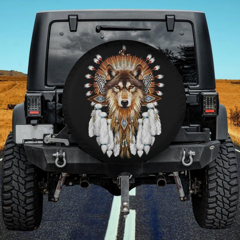 Load image into Gallery viewer, Native American Wolf - Wolf Lovers Spare Tire Cover Thickening Leather Universal
