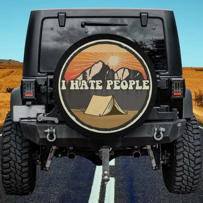 I Hate People Funny Camping Outdoor Gift Spare Tire Cover Thickening Leather Universal