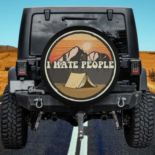 I Hate People Funny Camping Outdoor Gift Spare Tire Cover Thickening Leather Universal