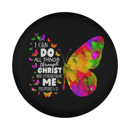 Philippians 4-13 Butterfly Christ Bible Verse Gift For Women Spare Tire Cover Thickening Leather Universal