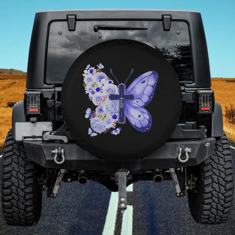 Load image into Gallery viewer, Faith Butterfly Christian Cross Jesus Christian Women Premium Spare Tire Cover Thickening Leather Universal
