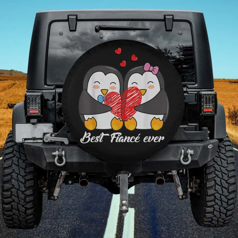 Load image into Gallery viewer, Fiance Heart You Valentine&#39;s Day For Him Cute Penguin Spare Tire Cover Thickening Leather Universal
