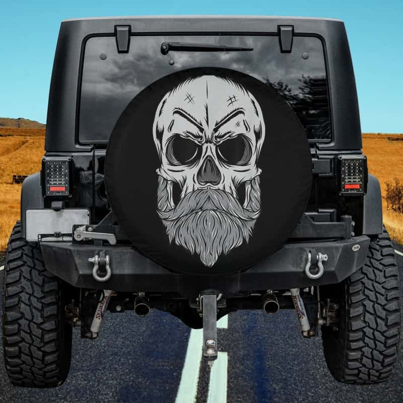 Load image into Gallery viewer, Cool Hipster Skull With Beard And Mustache Skeleton Spare Tire Cover Thickening Leather Universal
