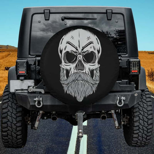 Cool Hipster Skull With Beard And Mustache Skeleton Spare Tire Cover Thickening Leather Universal