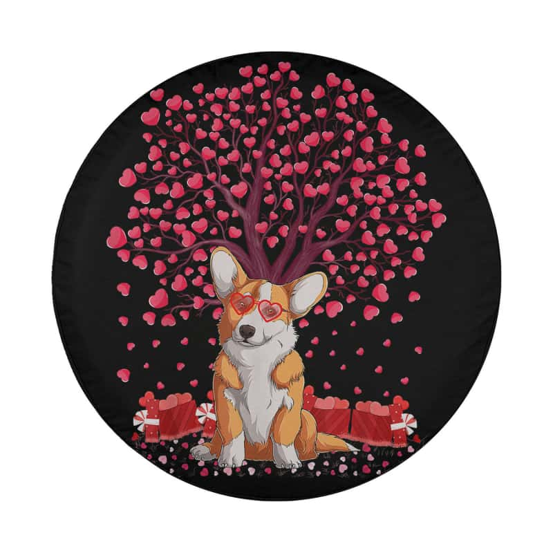 Load image into Gallery viewer, Corgi Dog Lover Funny Corgi Valentine&#39;s Day Spare Tire Cover Thickening Leather Universal
