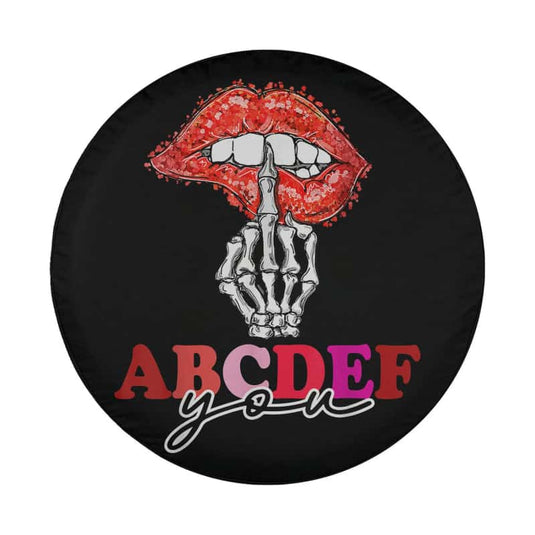 ABCDEF-You Skeleton Finger And Lips Valentine Spare Tire Cover Thickening Leather Universal