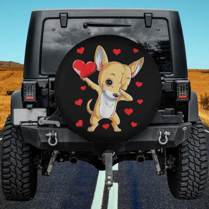 Load image into Gallery viewer, Dabbing Chihuahua Valentine&#39;s Day Women Dance Dog Spare Tire Cover Thickening Leather Universal
