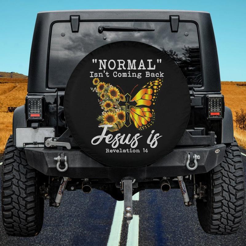 Load image into Gallery viewer, Normal Isn&#39;t Coming Back Jesus Is Christian Sunflower Women Spare Tire Cover Thickening Leather Universal
