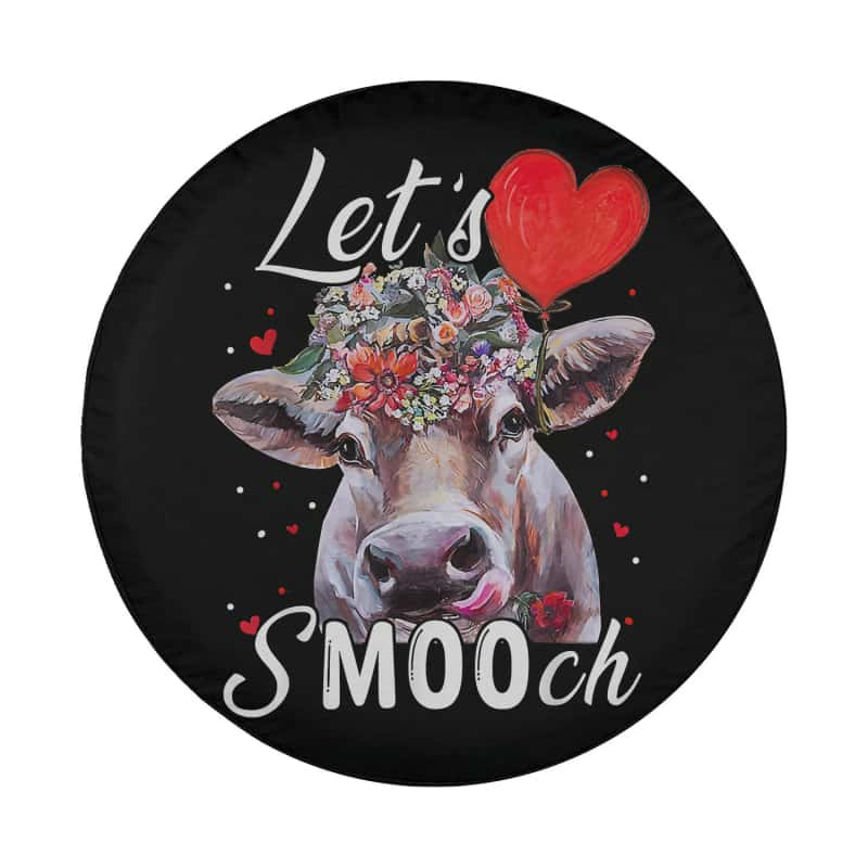 Load image into Gallery viewer, Cow Valentine - Let&#39;s Smooch Valentine Day For Farmer Spare Tire Cover Thickening Leather Universal
