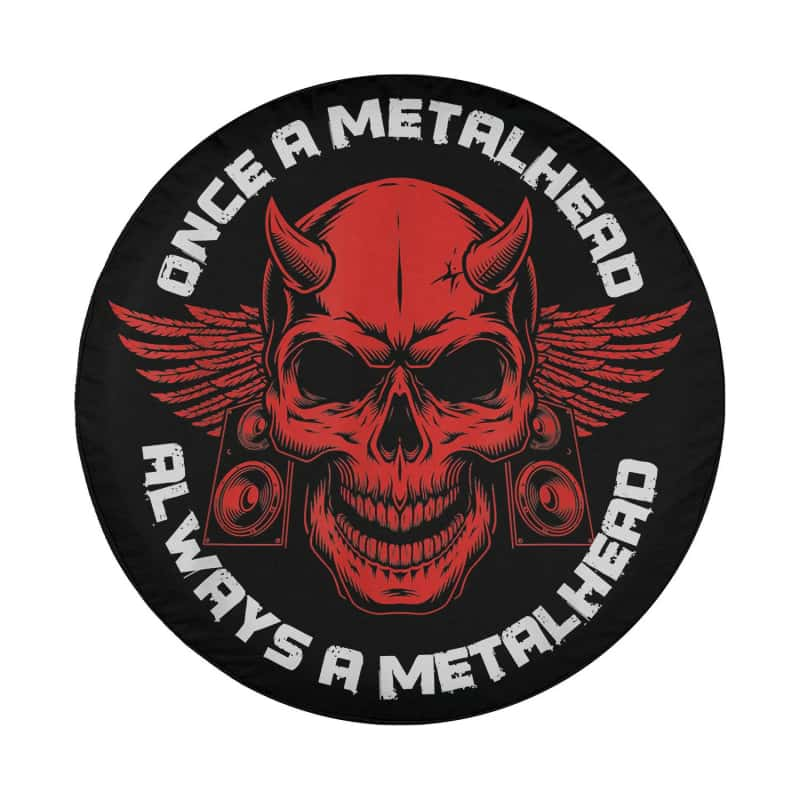 Load image into Gallery viewer, Devil Skull Once A Metalhead Always A Metal Head Skeleton Spare Tire Cover Thickening Leather Universal
