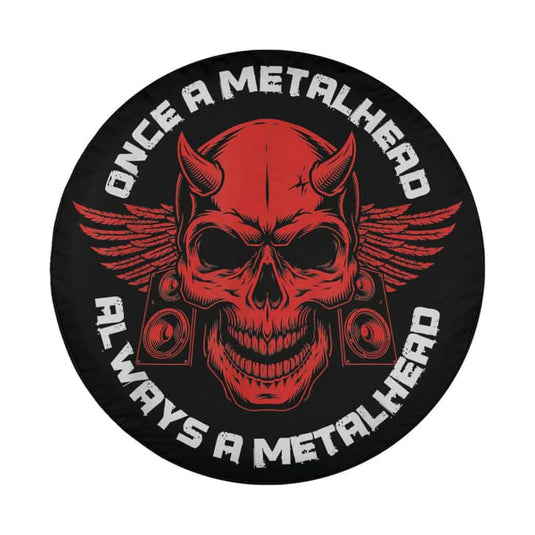 Devil Skull Once A Metalhead Always A Metal Head Skeleton Spare Tire Cover Thickening Leather Universal