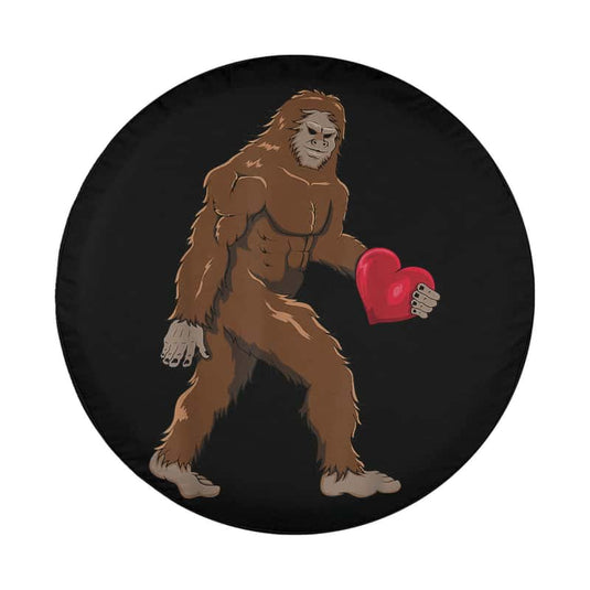 Cute Bigfoot Heart Gift Valentines Day Sasquatch Spare Tire Cover Thickening Leather Universal