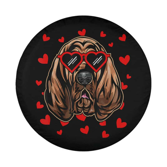 Bloodhound Valentines Day Dog Love Heart Glasses Spare Tire Cover Thickening Leather Universal