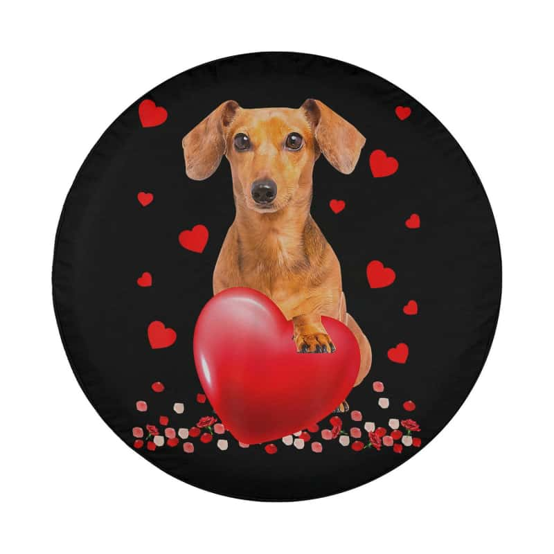 Load image into Gallery viewer, Cute Love Hearts Dachshund Dog Valentines Puppy Lover Spare Tire Cover Thickening Leather Universal
