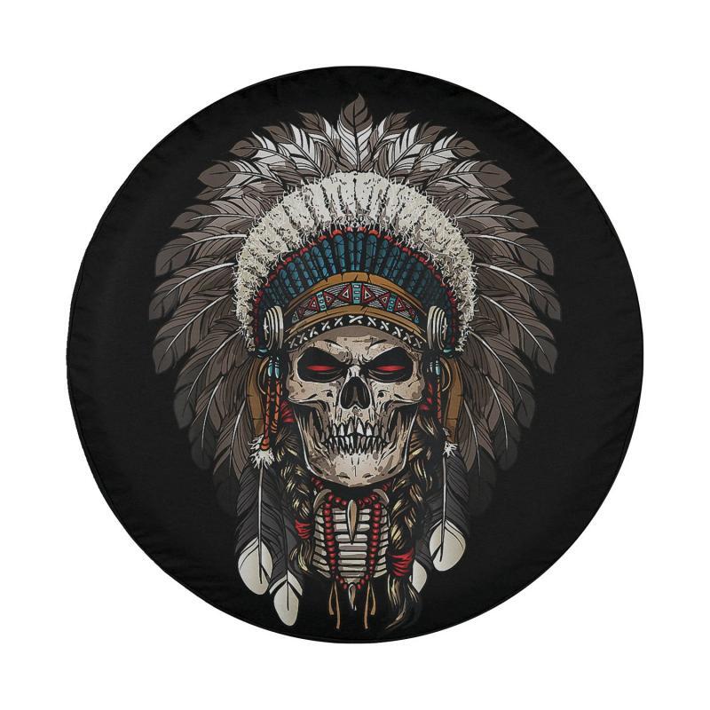 Load image into Gallery viewer, Skull Chief Indian Tribal Headdre For Lover Indigenous Spare Tire Cover Thickening Leather Universal
