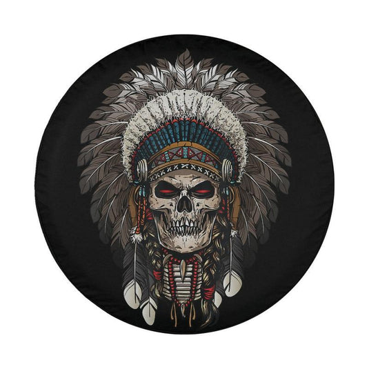 Skull Chief Indian Tribal Headdre For Lover Indigenous Spare Tire Cover Thickening Leather Universal