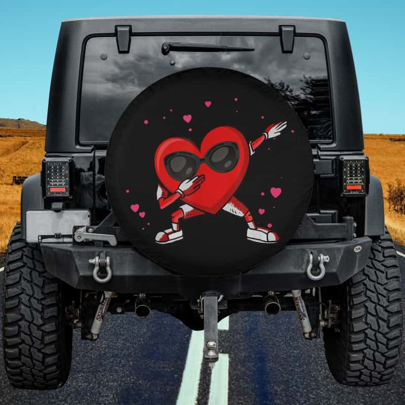 Load image into Gallery viewer, Dabbing Heart Shirt Valentines Day Dabbing Valentine Spare Tire Cover Thickening Leather Universal
