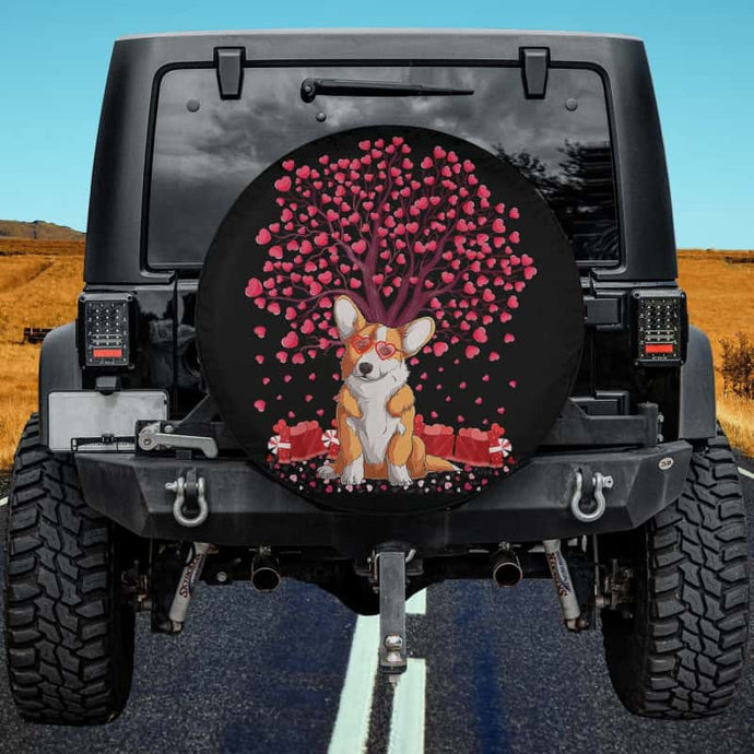 Corgi Dog Lover Funny Corgi Valentine's Day Spare Tire Cover Thickening Leather Universal