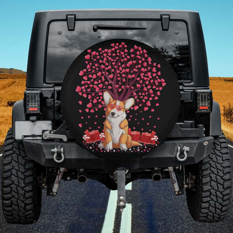 Load image into Gallery viewer, Corgi Dog Lover Funny Corgi Valentine&#39;s Day Spare Tire Cover Thickening Leather Universal
