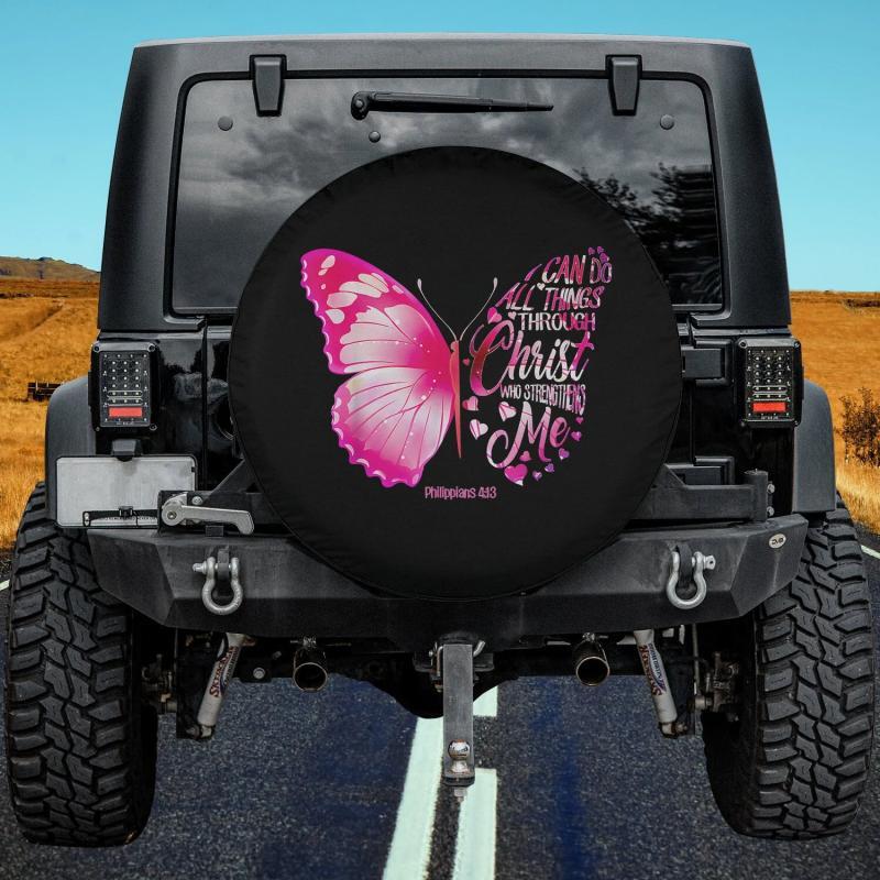 Load image into Gallery viewer, Christian Cross Bible Verse Quote Spare Tire Cover Thickening Leather Universal
