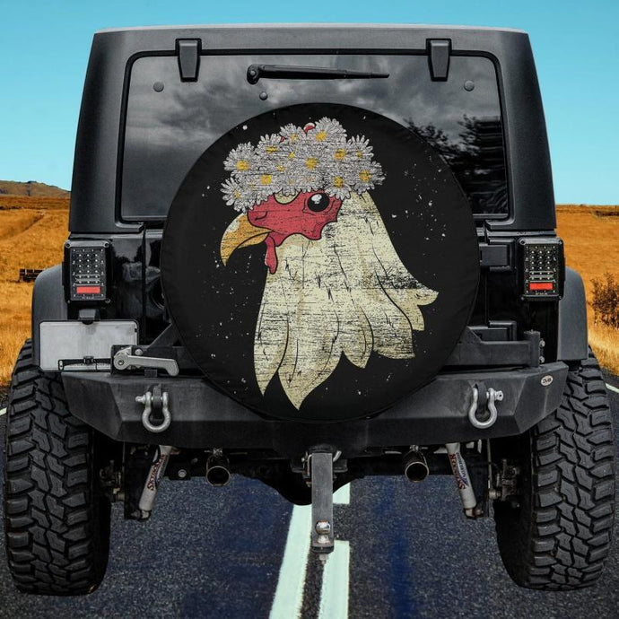 Daisy Flower Blossom Farm Animal Lover Floral Chicken Spare Tire Cover Thickening Leather Universal