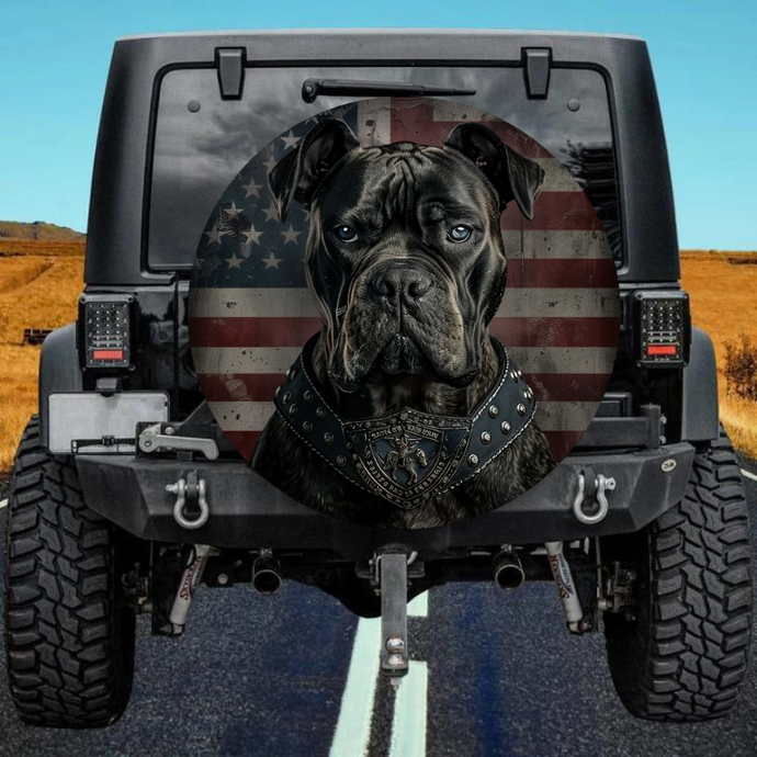 American Flag Dog 3 Spare Tire Cover