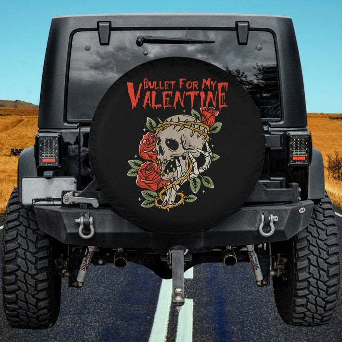 Bullet For My Valentine Roses And Skull Spare Tire Cover Thickening Leather Universal