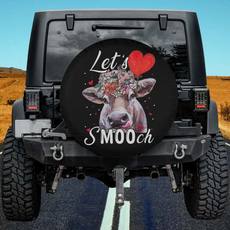 Load image into Gallery viewer, Cow Valentine - Let&#39;s Smooch Valentine Day For Farmer Spare Tire Cover Thickening Leather Universal
