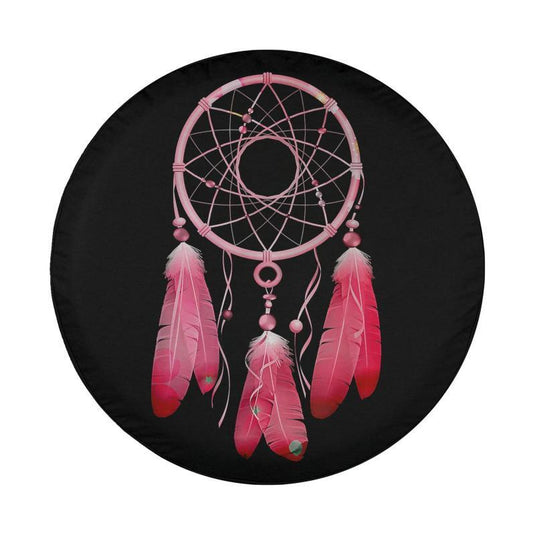 Pink Dreamcatcher Feathers Native American Indian Tribal Art Spare Tire Cover Thickening Leather Universal