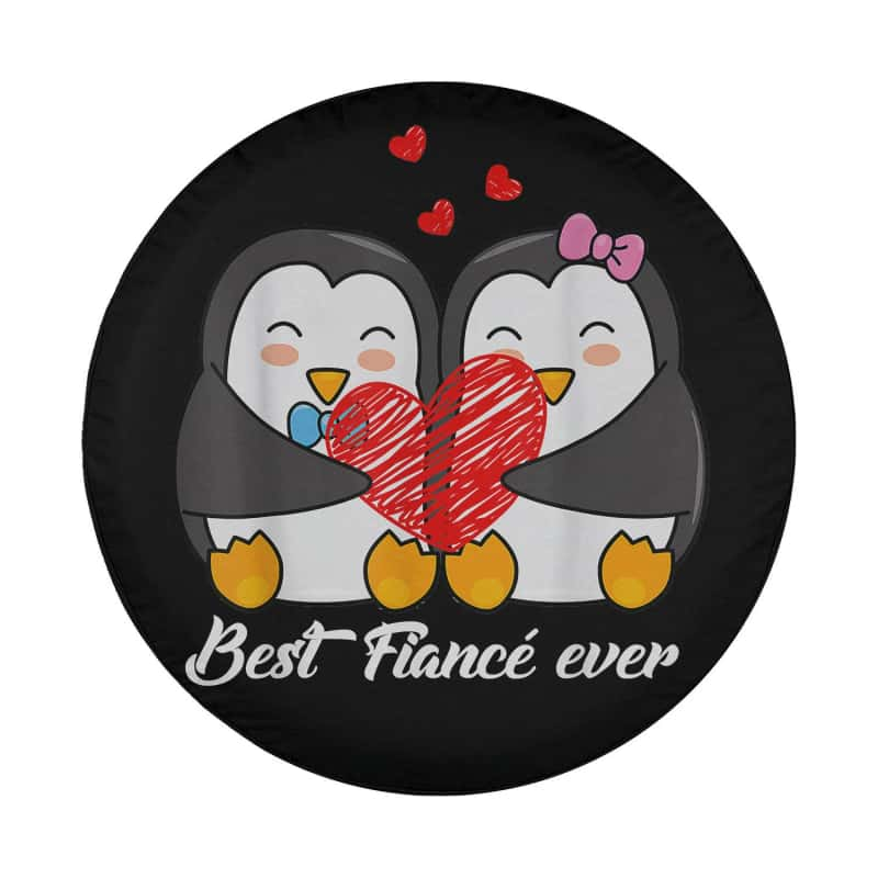 Load image into Gallery viewer, Fiance Heart You Valentine&#39;s Day For Him Cute Penguin Spare Tire Cover Thickening Leather Universal
