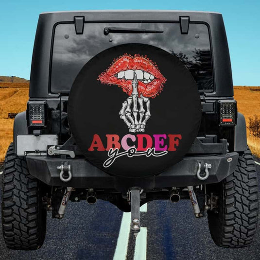 ABCDEF-You Skeleton Finger And Lips Valentine Spare Tire Cover Thickening Leather Universal