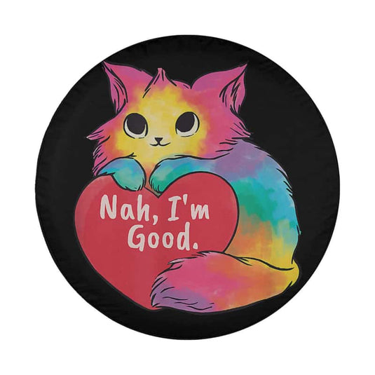 Cat Heart Nah Im Good Anti Valentines Single Awareness Spare Tire Cover Thickening Leather Universal