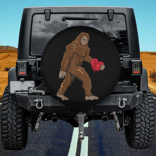 Cute Bigfoot Heart Gift Valentines Day Sasquatch Spare Tire Cover Thickening Leather Universal