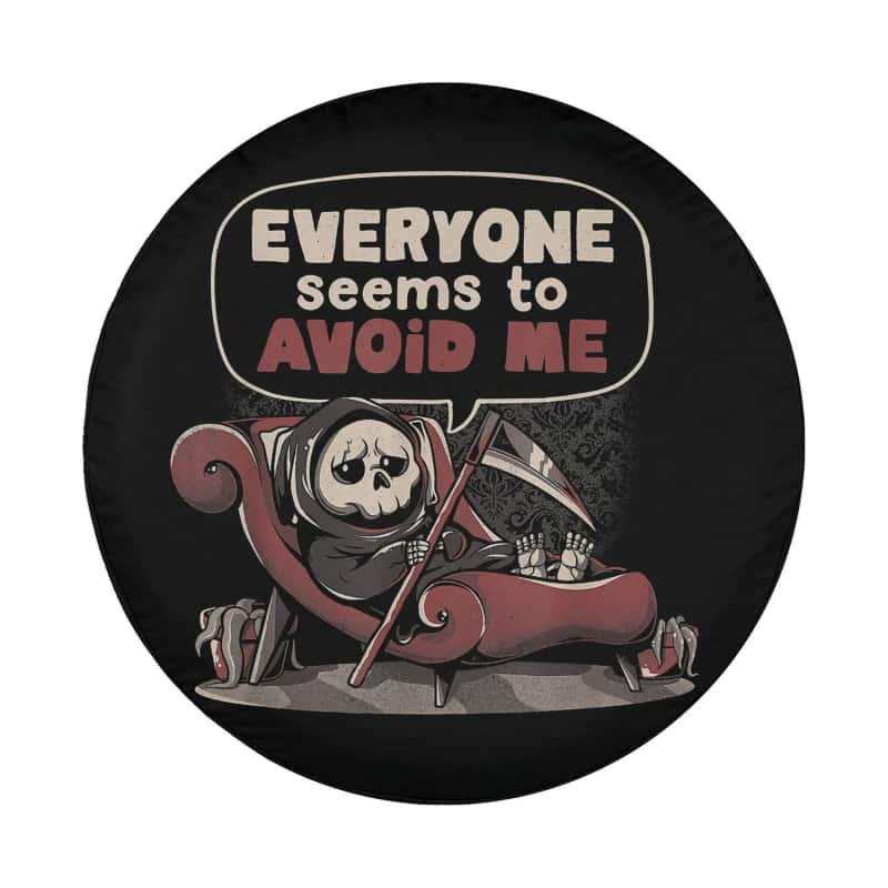 Load image into Gallery viewer, Death Issues Funny Halloween Skull Grim Reaper Skeleton Spare Tire Cover Thickening Leather Universal
