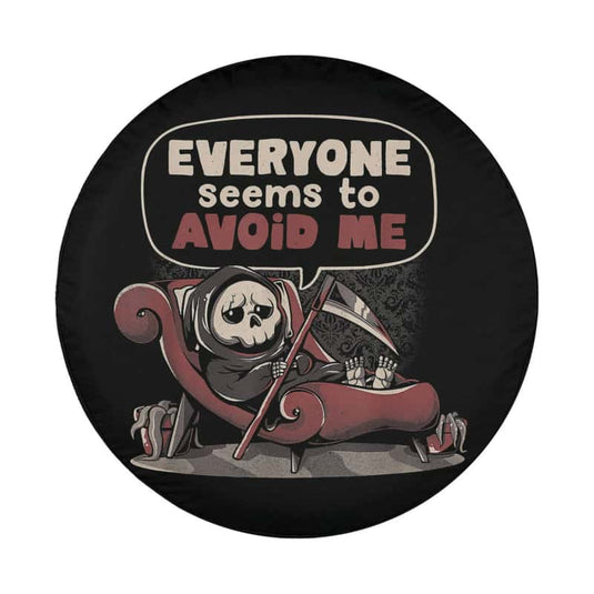 Death Issues Funny Halloween Skull Grim Reaper Skeleton Spare Tire Cover Thickening Leather Universal