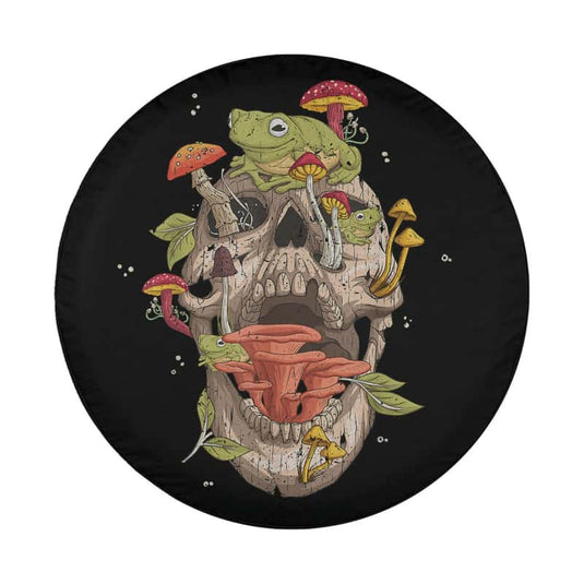 Cottagecore frog Skull Mushroom Collector Spare Tire Cover Thickening Leather Universal