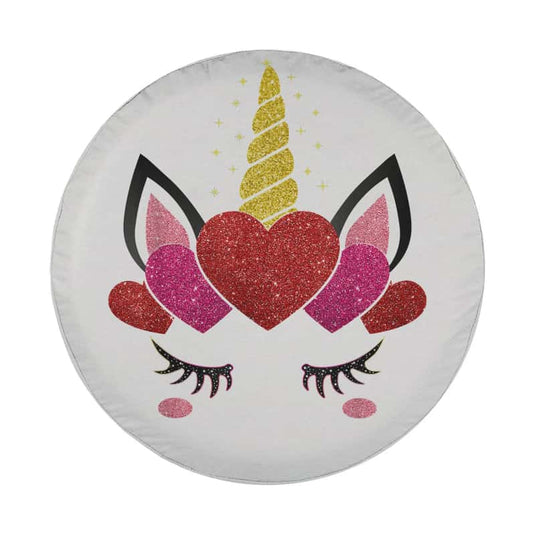 Cute Heart Valentine's Day for Women Girls Unicorn Face Spare Tire Cover Thickening Leather Universal