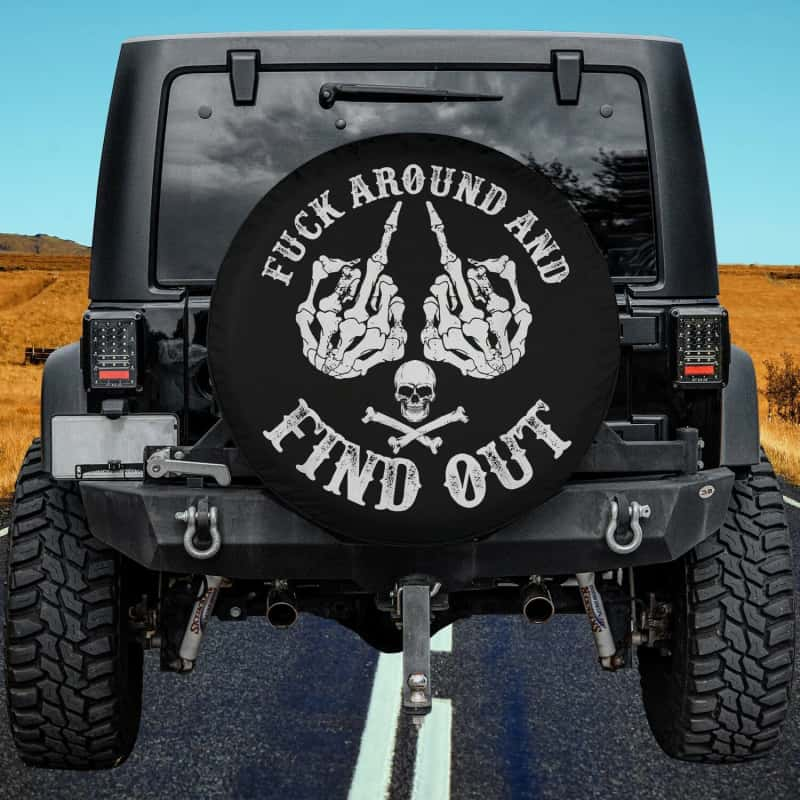 Load image into Gallery viewer, Fuck-Around And Find-Out Skeleton Mid-Finger-Hand Spare Tire Cover Thickening Leather Universal
