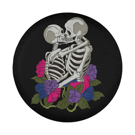 Bisexual Skeleton Bi Pride Flag Color LGBTQ Queer Spare Tire Cover Thickening Leather Universal