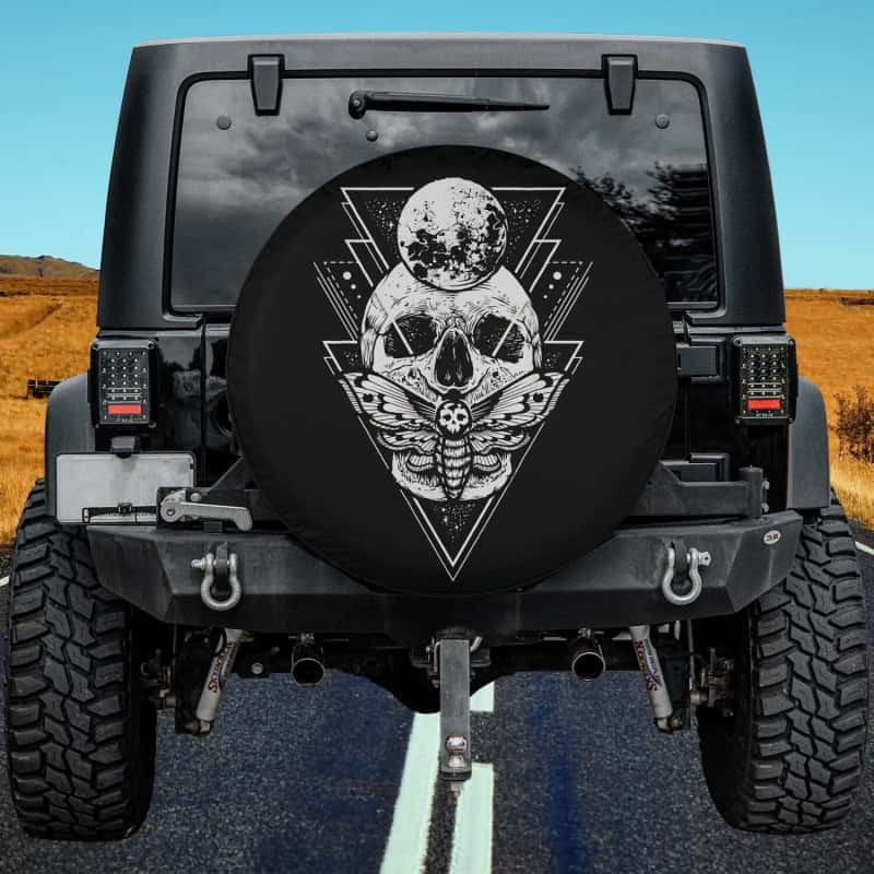 Load image into Gallery viewer, Crystal Moon and Death Moth - Mystic Pagan Skeleton Spare Tire Cover Thickening Leather Universal
