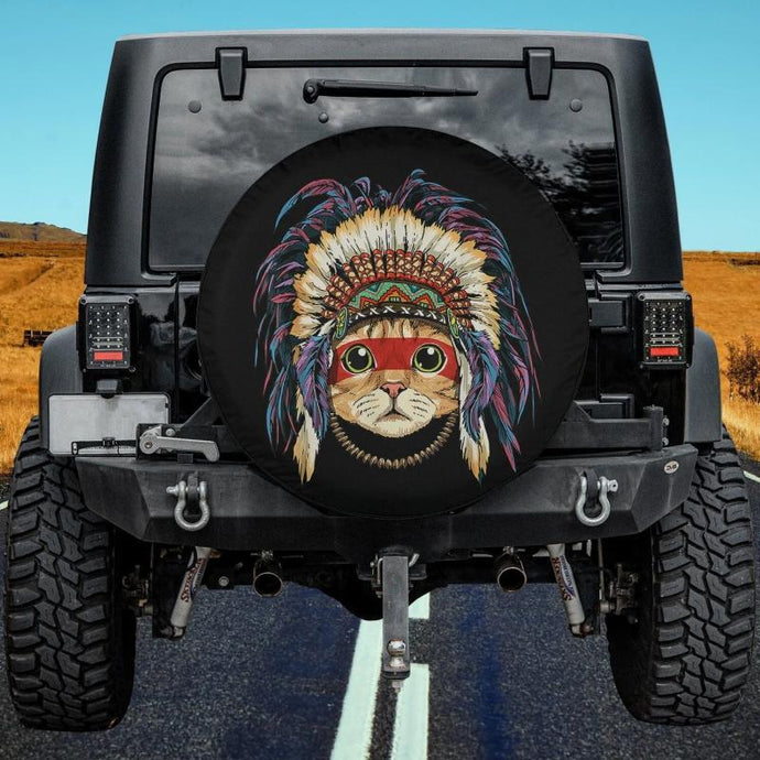 Native Indian Cat Native American Indian Cat Lovers Spare Tire Cover Thickening Leather Universal