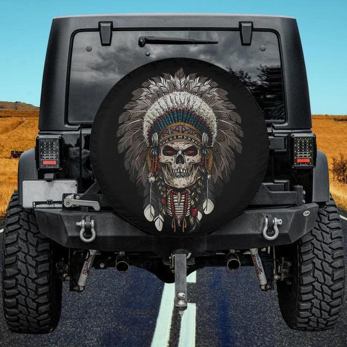 Skull Chief Indian Tribal Headdre For Lover Indigenous Spare Tire Cover Thickening Leather Universal