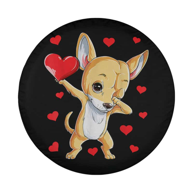 Load image into Gallery viewer, Dabbing Chihuahua Valentine&#39;s Day Women Dance Dog Spare Tire Cover Thickening Leather Universal
