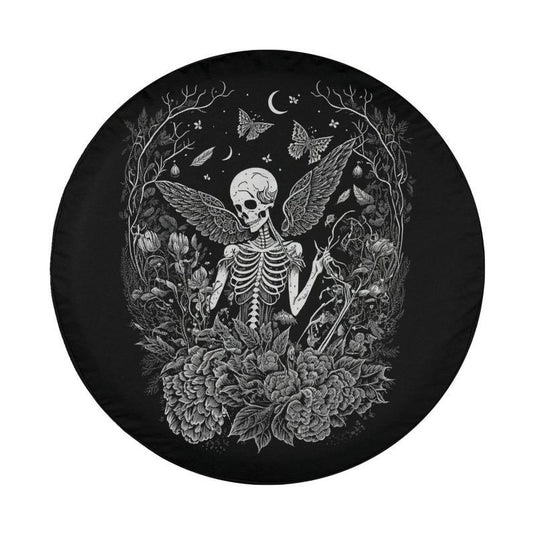 Cute Fairycore Floral Skeleton Aesthetic Girls Spare Tire Cover Thickening Leather Universal