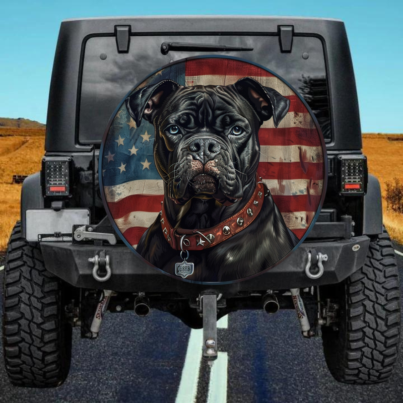 Load image into Gallery viewer, American Flag Dog 4 Spare Tire Cover
