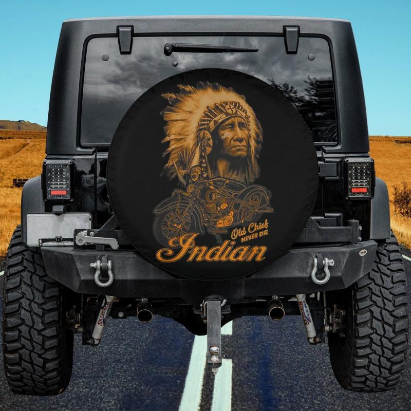 Load image into Gallery viewer, Old Chief Never Die Indian Native Pride Motorcycle Spare Tire Cover Thickening Leather Universal
