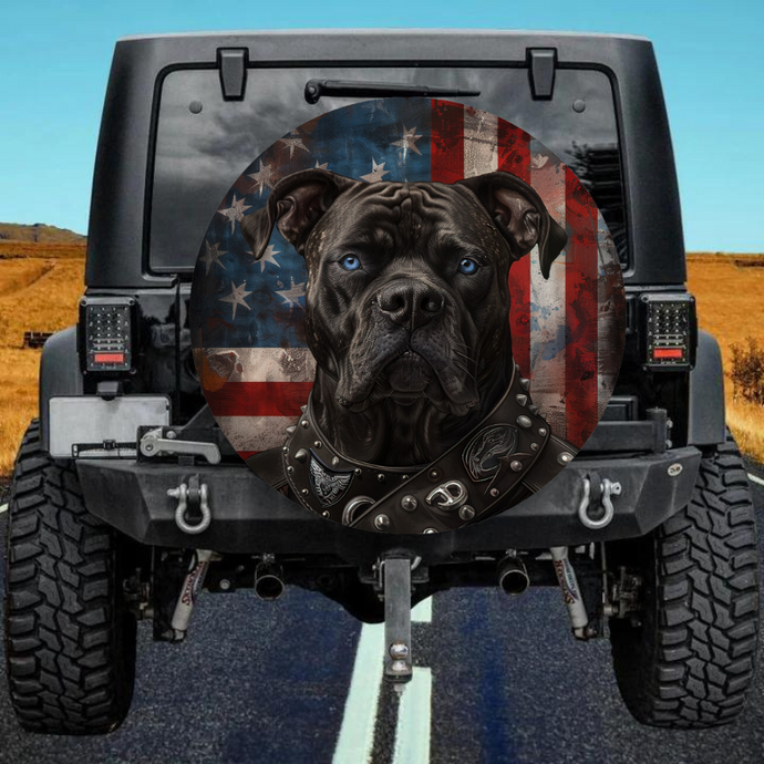 American Flag Dog 6 Spare Tire Cover